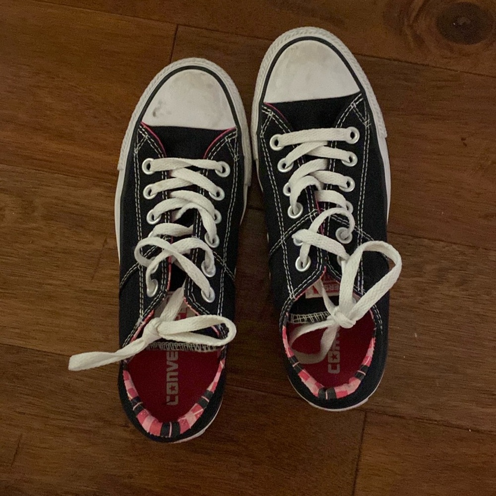 Black with Pink checkered inside Converse